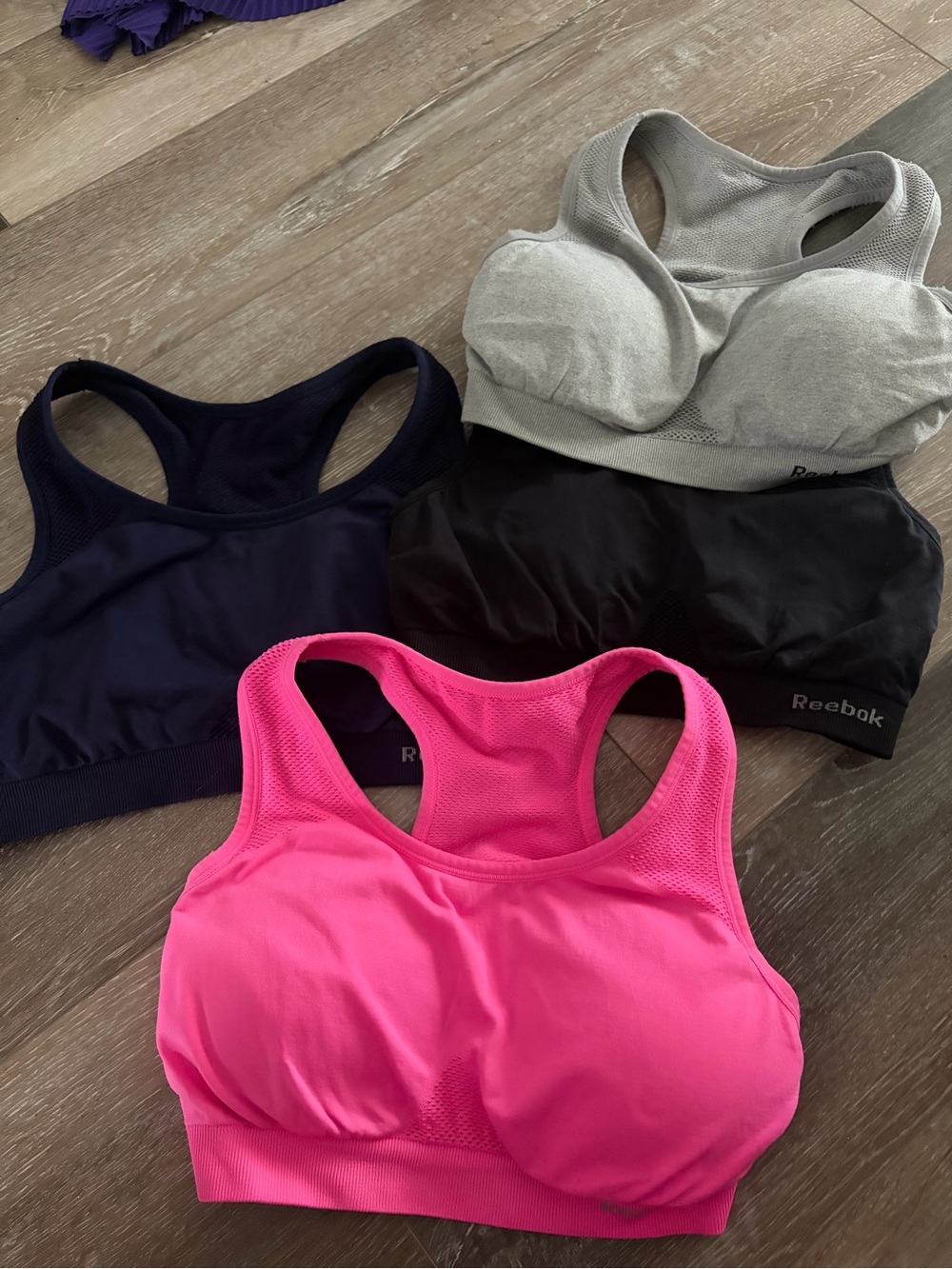Reebok Women's Racerback Sports Bras - Hot Pink, Navy, Black, Gray